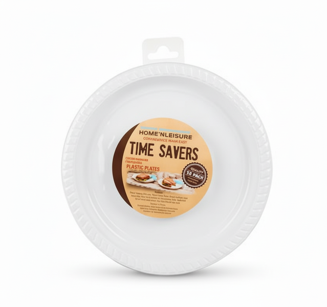 Home n Leisure 12 Piece Disposable Picnic Plates, 23cm Plastic