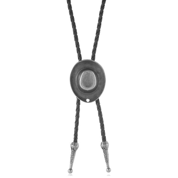 Native American Rodeo Cowboy Leather Necktie - Western Bolo Tie