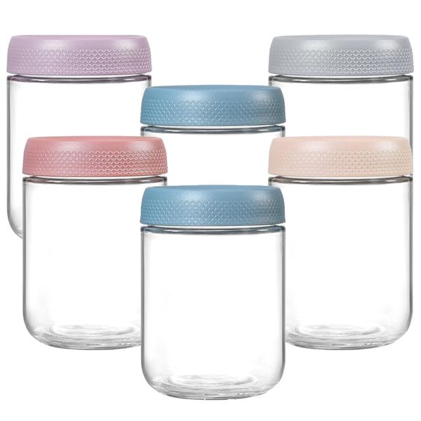 6-Piece Set of Sealed Glass Jar Food Storage Containers - 480ml