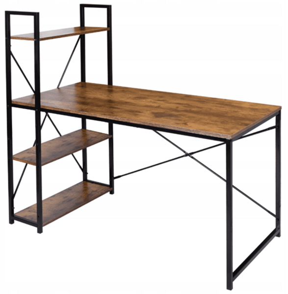 Eco-Friendly Modern Wooden Metal Workspace Storage Shelf Computer Desk