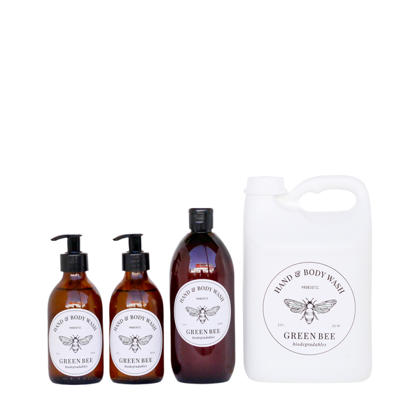 Green Bee Natural Probiotic Hand &amp; Body Wash - 2 litres plus amber bottles