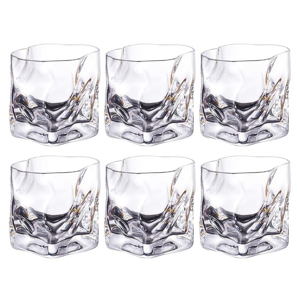Luxurious Twisted Crystal Clear Whiskey Glasses Set of 6 Pieces - 280ml