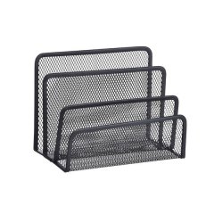Black Metal 3-Tier File Storage Box - Desktop Letter &amp; Document Organizer