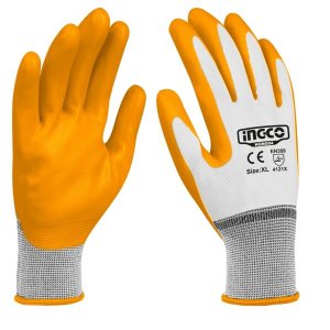 Ingco - Durable Oil-Resistant Grip - Nitrile Palm Gloves (12 Pairs) - XL