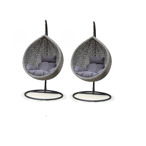 2Piece Grey Outdoor Twist Swing Chair