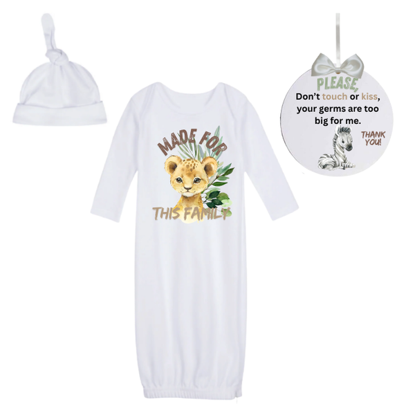 Newborn Going Home Outfit -Sleeping bag &amp; 'No kiss sign'-Wild one neutral