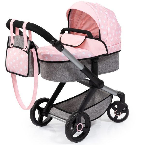 Bayer Xeo Dolls Toy Pram (Pink/Grey) Dots (71cm Tall)