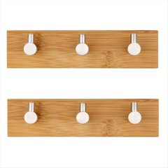Wooden Hangers Self Adheisve Wall Hanging Stainless Steel Bambo Hook Coat U