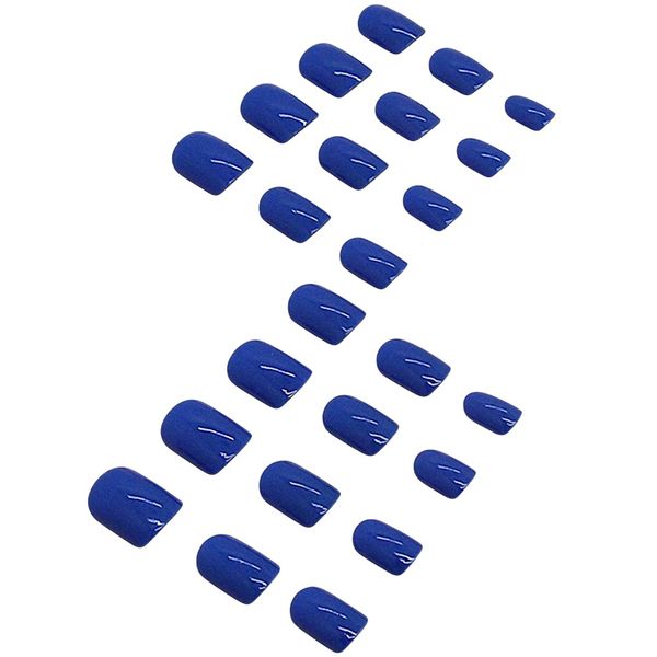 24 Piece Glossy Solid Colour Press-On Nail Set - Short Square
