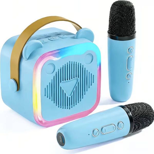K10 Karaoke Speaker with Dual Wireless Microphones, Bluetooth &amp; RGB Lights