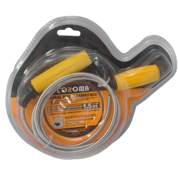 TOKOMA Spiral Pipe Cleaning Rod - 1.5m Length for Drain &amp; Sink
