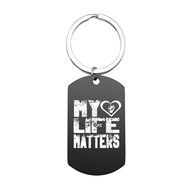 Stainless Steel Black and Silver My Life Matters Keyring