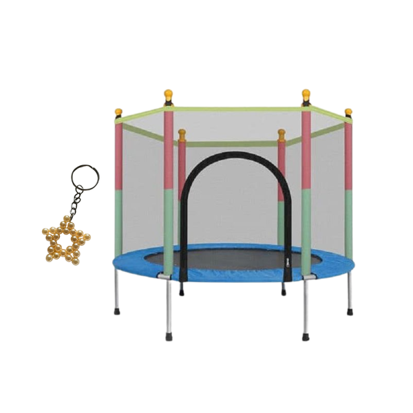 Kids Indoor and Outdoor Trampoline with Safety Net With Handmade Keyholder
