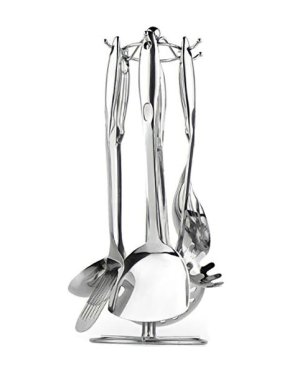 7 Piece Stainless Steel Kitchen Utensils &amp; Organizer Holder Stand Set