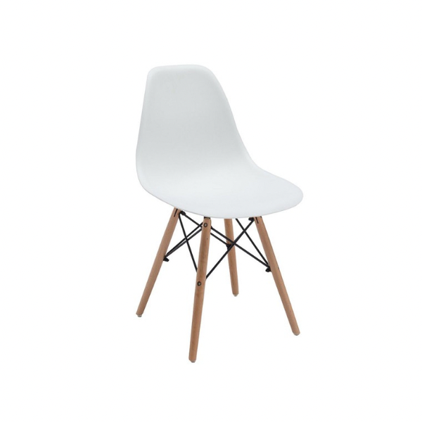 Wooden Leg Chair - White