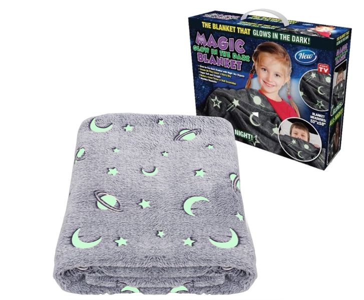 Galaxy Glow in The Dark Kids Soft Fleece Comfort Blanket Gift