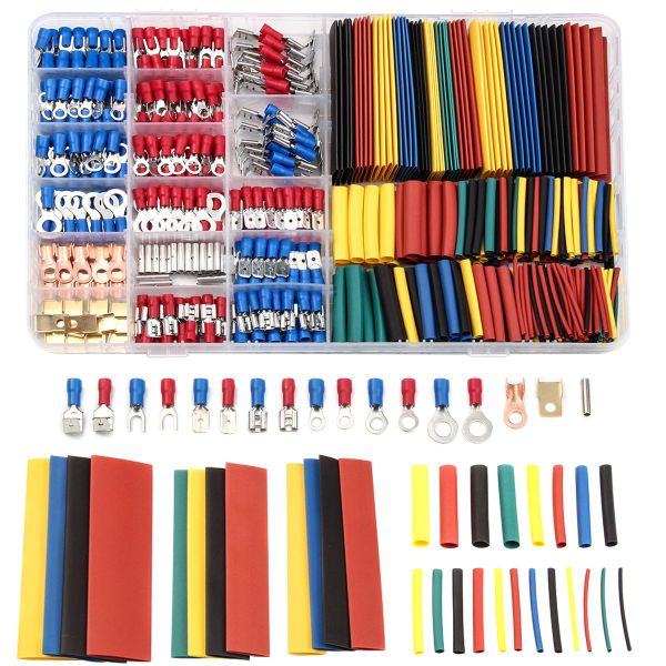 350 Pieces Cold Crimping Terminal &amp; 328 Pieces Heat Shrinkable Tube Cable Repair Kit