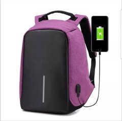 Anti-Theft Backpack with USB Port - Purple