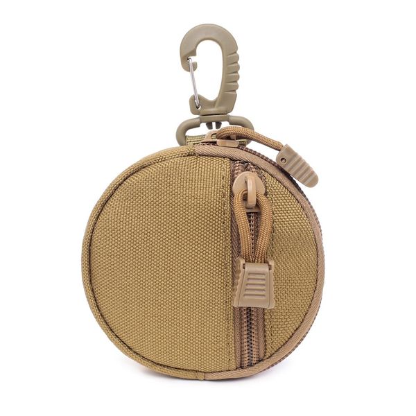 Tactical Molle Pouch EDC Key Coin Bag with Hook for Hunting - Tan
