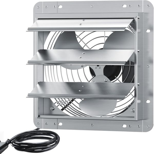 12 Inch Shutter Exhaust Fan, Aluminum Wall Mounted Industrial Ventilation