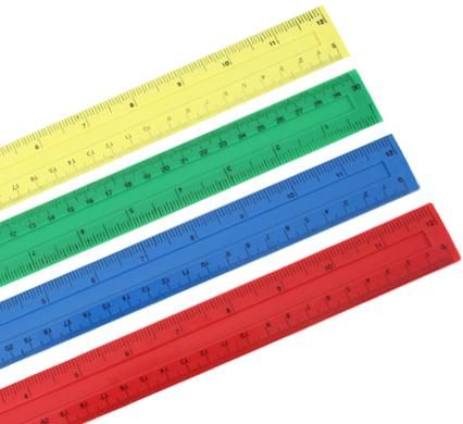 Bulk Pack 5 X 30cm Plastic Ruler - Assorted Colours Pack of 10