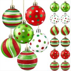18pcs Christmas Balls Ornament 2.4 Inch Glittering Hanging Xmas Balls for T