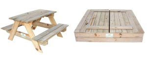 Just for Kids 4 Seater Sandpit + 4 Seater Natural Finish Picnic Table