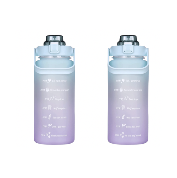 2L Motivational Water Bottle with Straw - Set Of 2