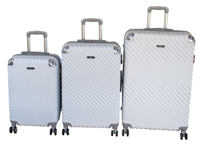 GAILY 3 Piece White ABS Luggage Set Dual Spinner Wheel - Telescoping Handle