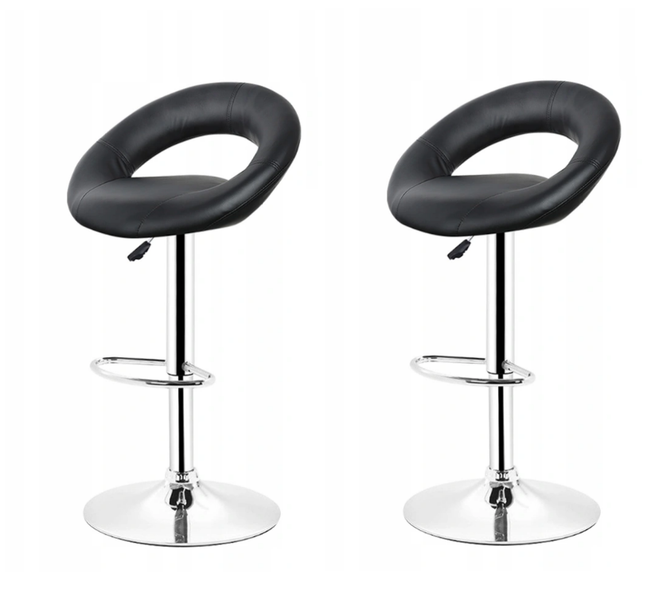 Bar Stools / Kitchen Breakfast Chairs - Pack of Two - Black Colour