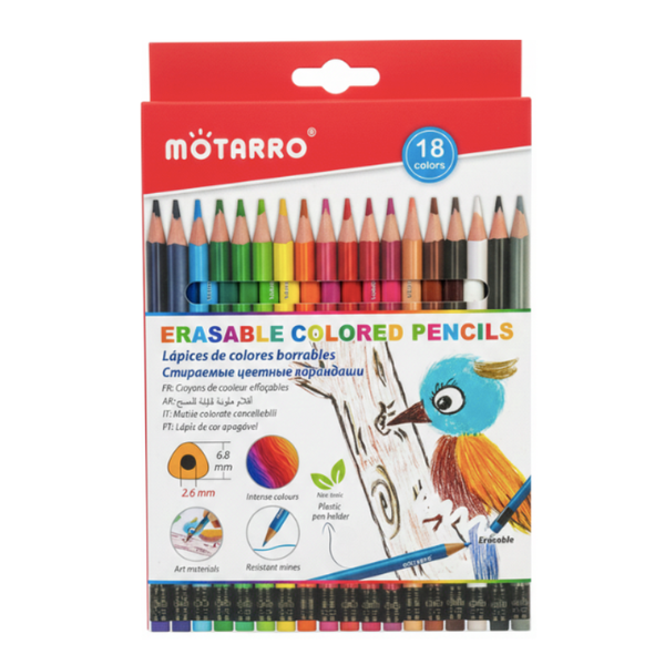Motarro 18 Pack Erasable Coloured Pencils