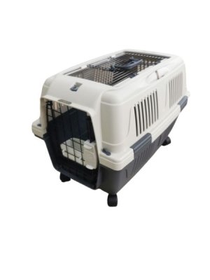 WigWagga - New Pet Plastic Kennel Travel Carrier - Grey