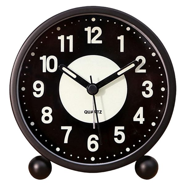 Alarm Clock Luminous 4 Inchround Silent with Loud Alarm for Bedroom