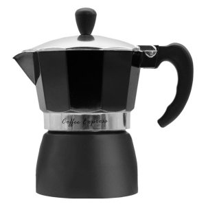 Regent Coffee Maker Aluminium 2 Tone Matt Black with Silver 3 Cup, (150ml)