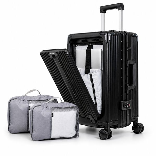 London 55cm Hardshell Suitcase Carry-On Laptop Sleeve + Free Packing Cube