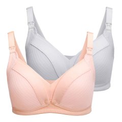 Cotton Soft Nursing Bra - Unicoo Pack of 2 C Cup - Pink &amp; Grey