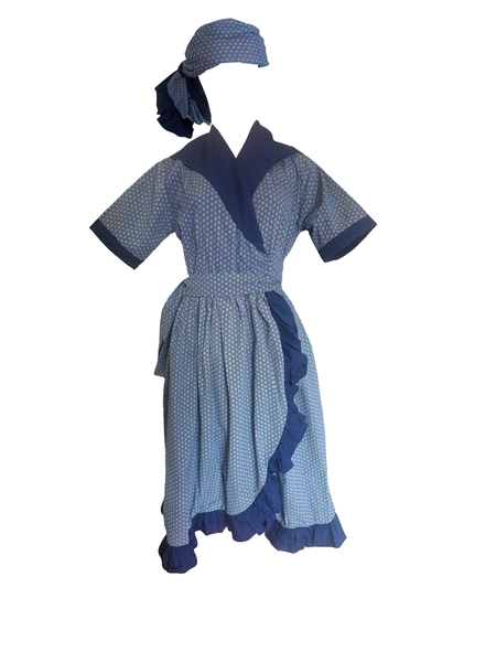 Selphies Wrap African Print Domestic Workwear Uniform Maid Dress-2 Piece