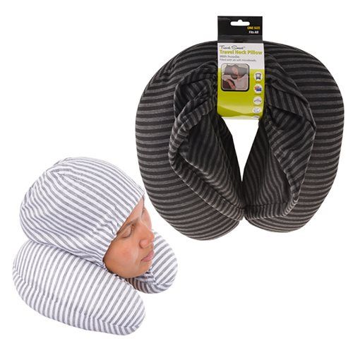 Bulk Pack of 2x Travel Neck Pillows with Hood Foam