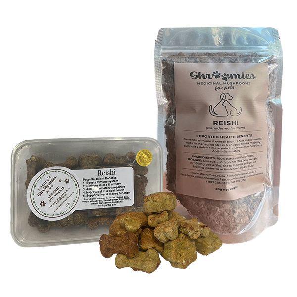 Nature's Shroomies Reishi for Pets 50g plus Reishi Treats 112g