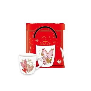 White Gift Coffee Mug decorated with and Gold Hearts and Text