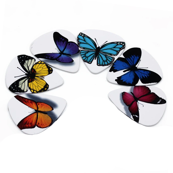 Guitar Picks Pack of 6 Unique Butterfly Print