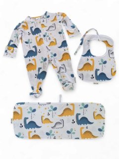 Little People Baby Grow Onesie Set - Dinosaur Theme