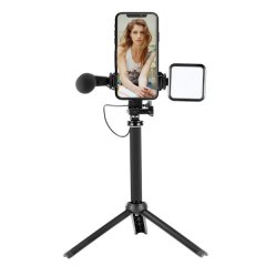 Portable Vlogging Kit with LED Light tripod and Microphone - 06LM