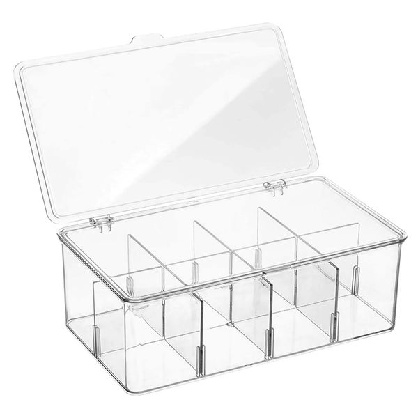 Chenshia Clear Stackable Tea Bag Organizer Box with Lid - Multi-Use Storage