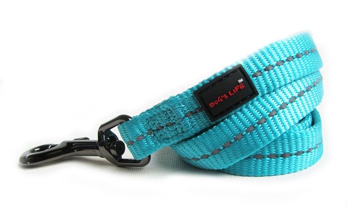 Dogs Life - Reflective Supersoft Webbing Leash - Turquoise - Medium