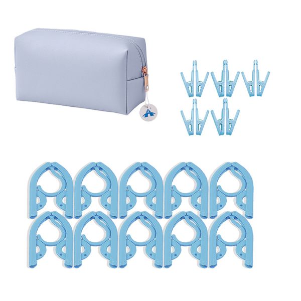 ALANES 10 Piece Travel Folding Clothes Hanger with 10 Clips and Bag