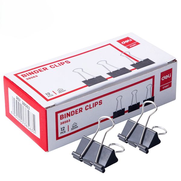 Fold Back Clips 32mm - Black (12pcs)