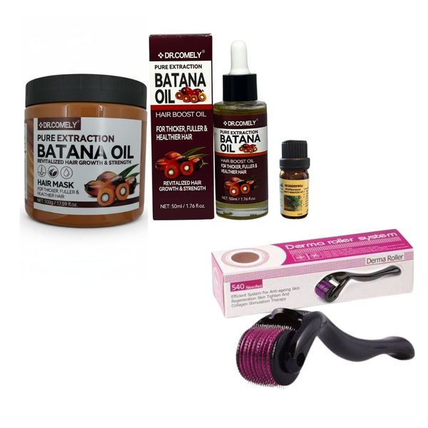Batana oil, batana hair mask, rosemary oil and derma roller