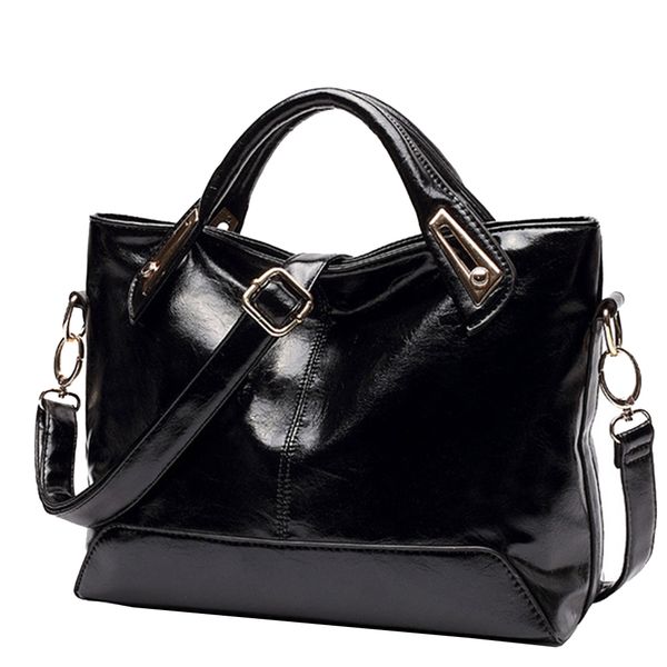 Women's Stylish Oil Wax PU Leather Messenger Handbag - Brown