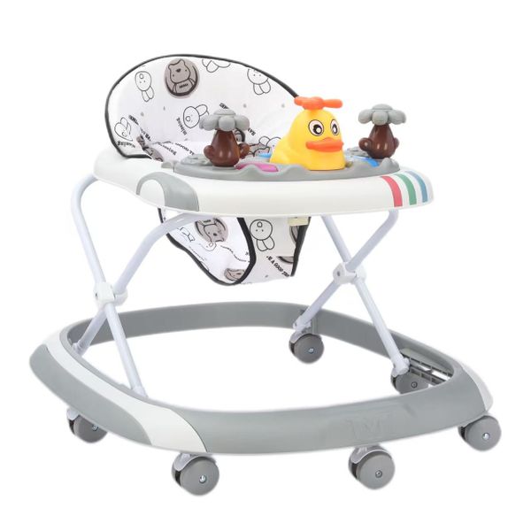 Foldable Baby Walker with Music, Soft Seat &amp; Smooth Wheels